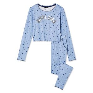 Size Small Junior No Boundaries Light Blue 'Offline' Pajama Set